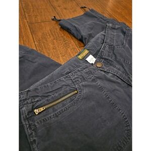 Vintage Abercrombie & Fitch Womens Navy Blue Cargo Capri Pants Size 10 Y2K Cinch